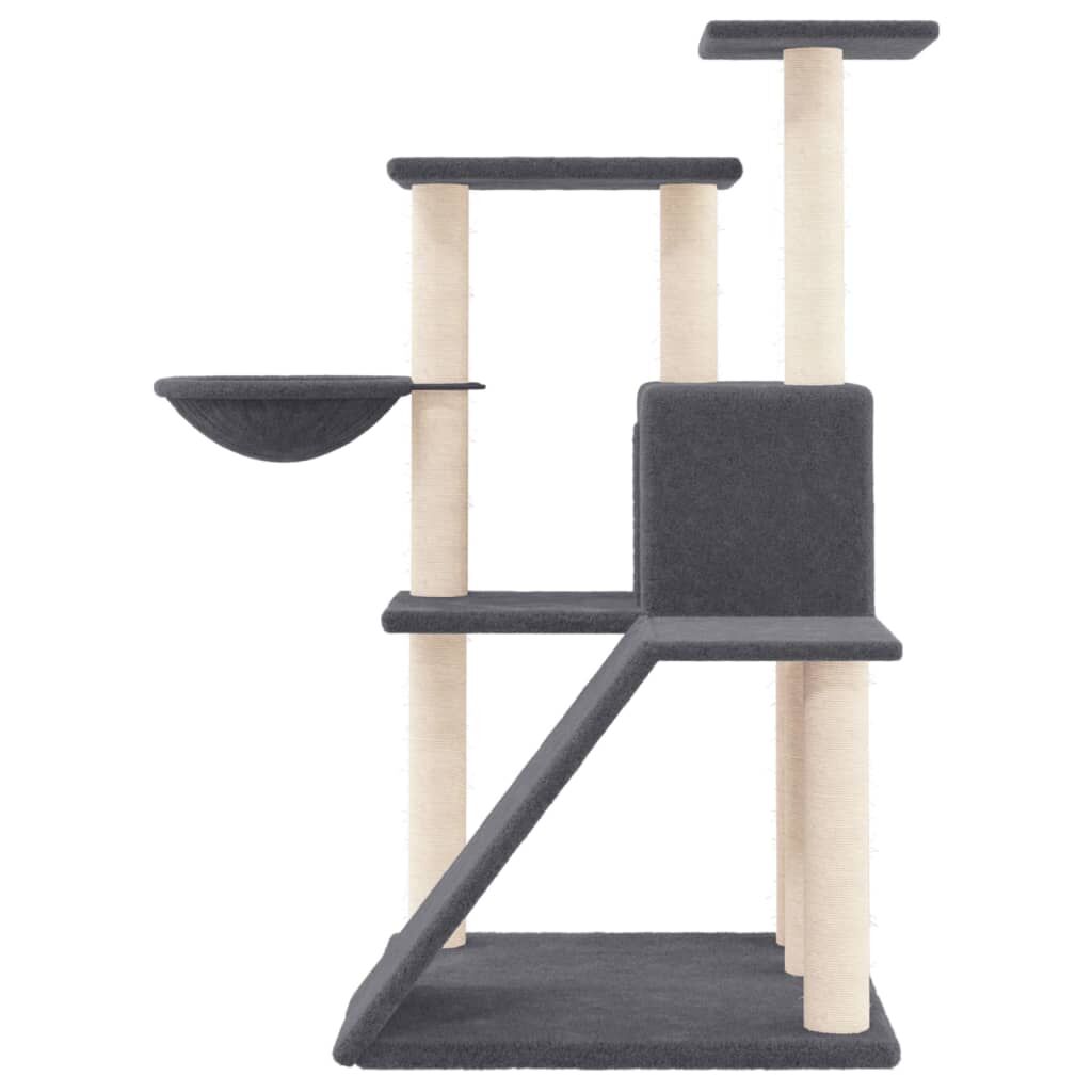 Vidaxl Rascador Para Gatos Con Postes De Sisal Gris Oscuro 94 Cm_3
