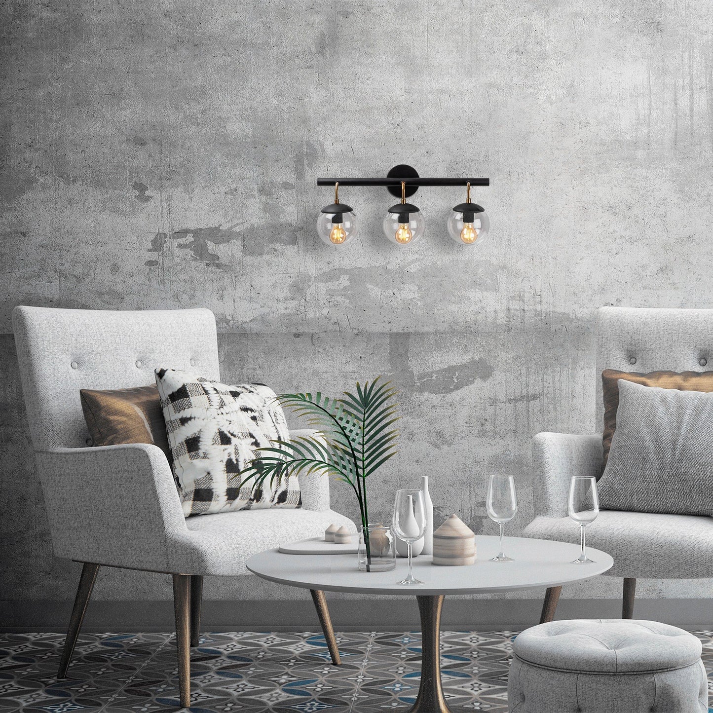 Aplique De Pared, Metal , Negro, 61x28x20, Casquillo 3 X E 27 Max 40 W