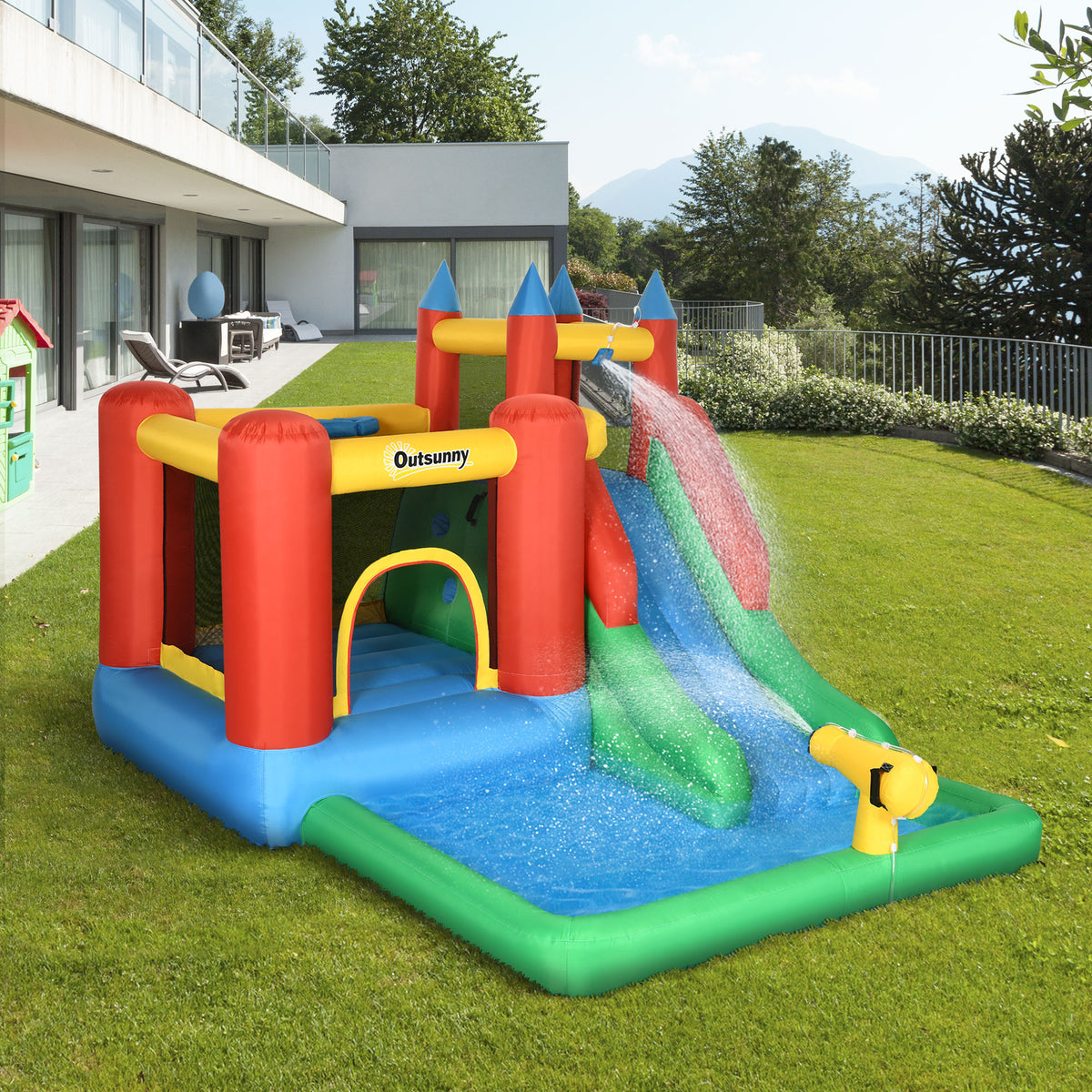 Castillo Inflable Outsunny Tejido Oxford Y Poliéster Multicolor 330x245x215 Cm_1