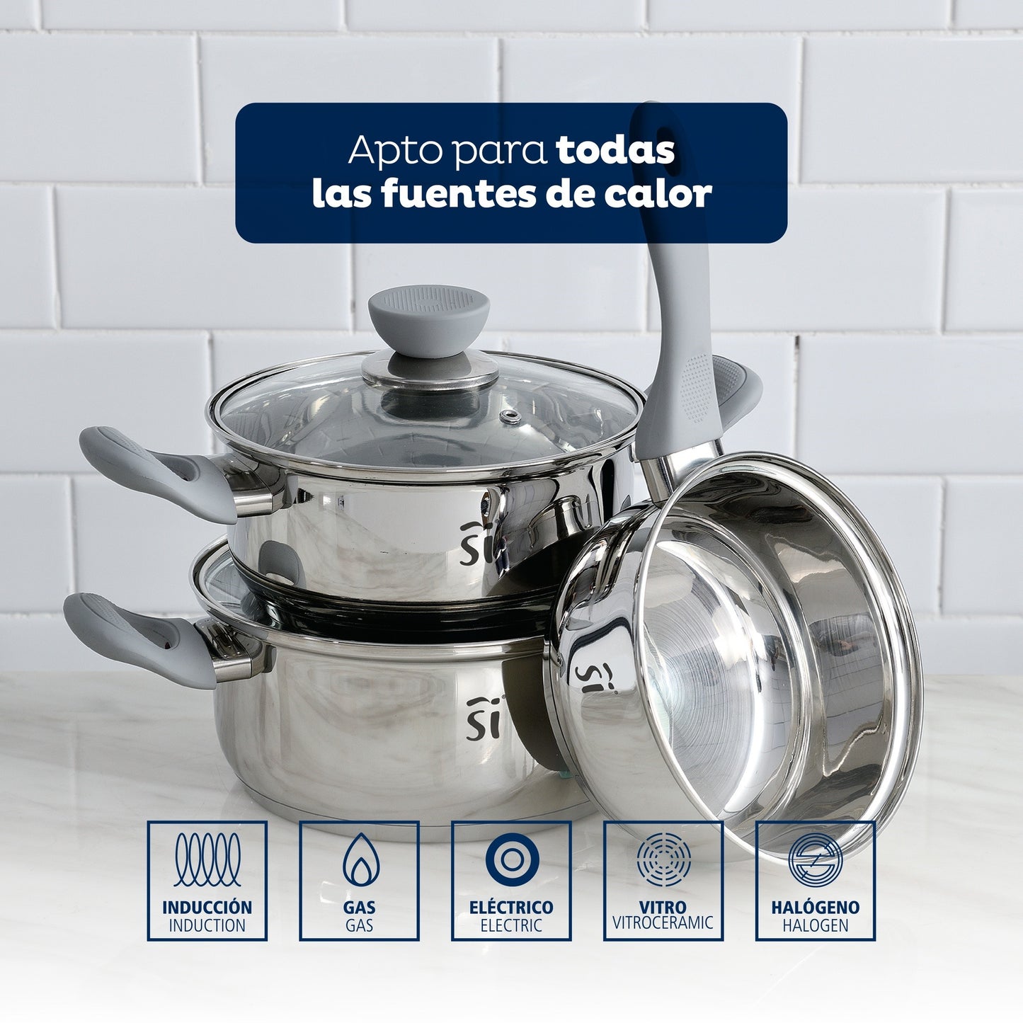 Juego De Bateria De Cocina 5pc alexia + Set 3 Sartenes (16/20/24cm) En Aluminio Prensado_2