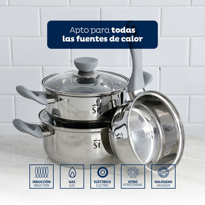 Juego De Bateria De Cocina 5pc alexia + Set 3 Sartenes (16/20/24cm) En Aluminio Prensado_2