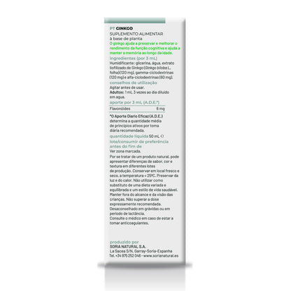 Embalagem de 3 Extratos de Ginkgo Biloba Soria Natural, 50 ml