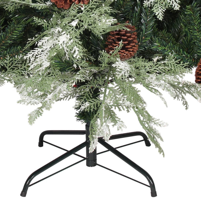 Vidaxl Árbol De Navidad Con Luces Y Piñas Pvc Pe Verde 120 Cm_5