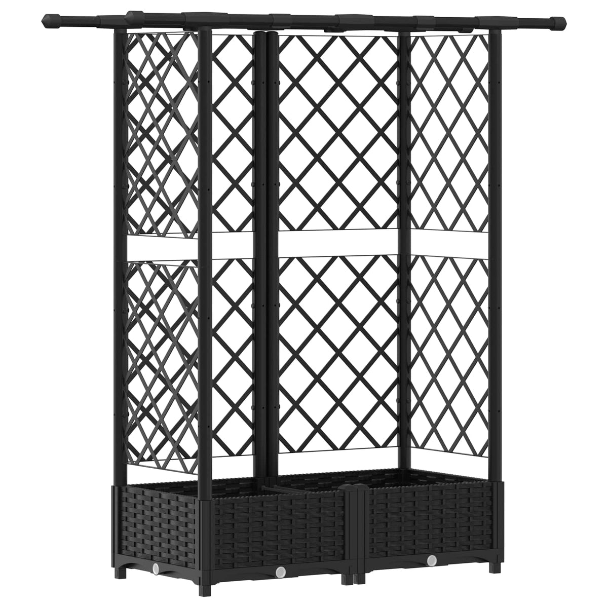 Cama Elevada Con Trellis Y Techo Negro 124 X 40 X 121 Cm Pp_0