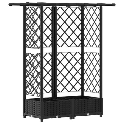 Cama Elevada Con Trellis Y Techo Negro 124 X 40 X 121 Cm Pp_0