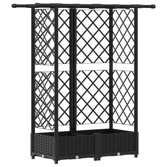 Cama Elevada Con Trellis Y Techo Negro 124 X 40 X 121 Cm Pp_0