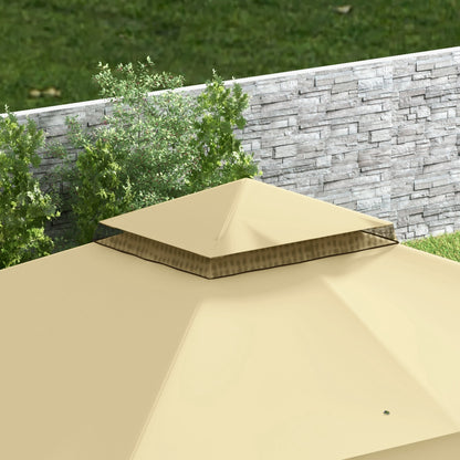 Outsunny Cenador De Jardín 370x300x275 Cm Con 4 Paredes Laterales Beige_3