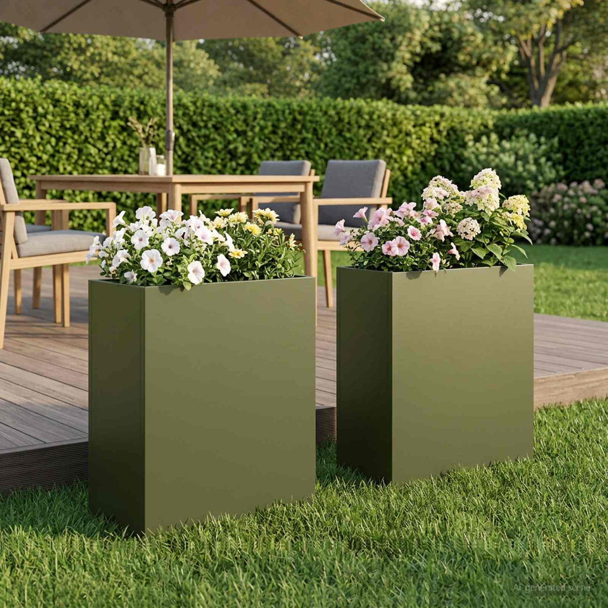 Macetero De Jardín 2 Uds. Verde Oliva 40 X 20 X 50 Cm_1
