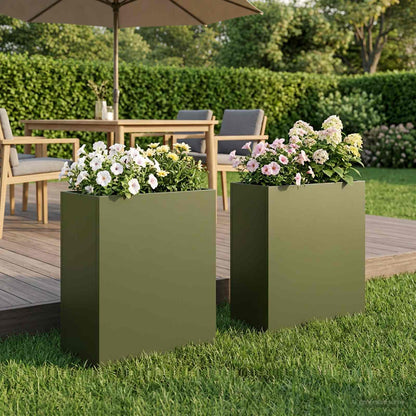 Macetero De Jardín 2 Uds. Verde Oliva 40 X 20 X 50 Cm_1