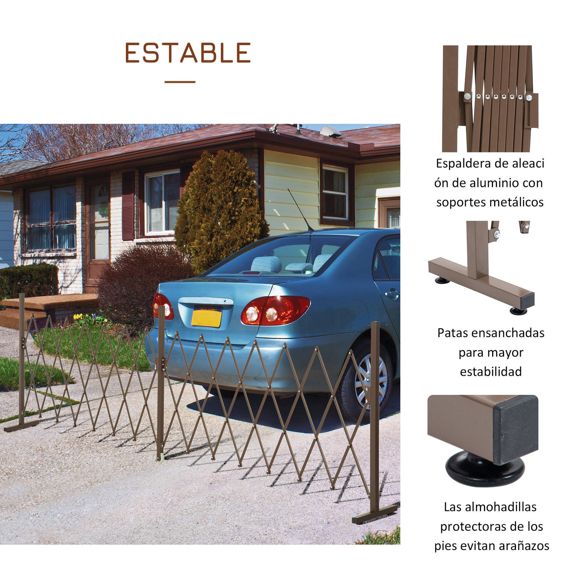 Outsunny Valla De Jardín Exterior De Aleación De Aluminio 405x31x103,5 Cm Café_5