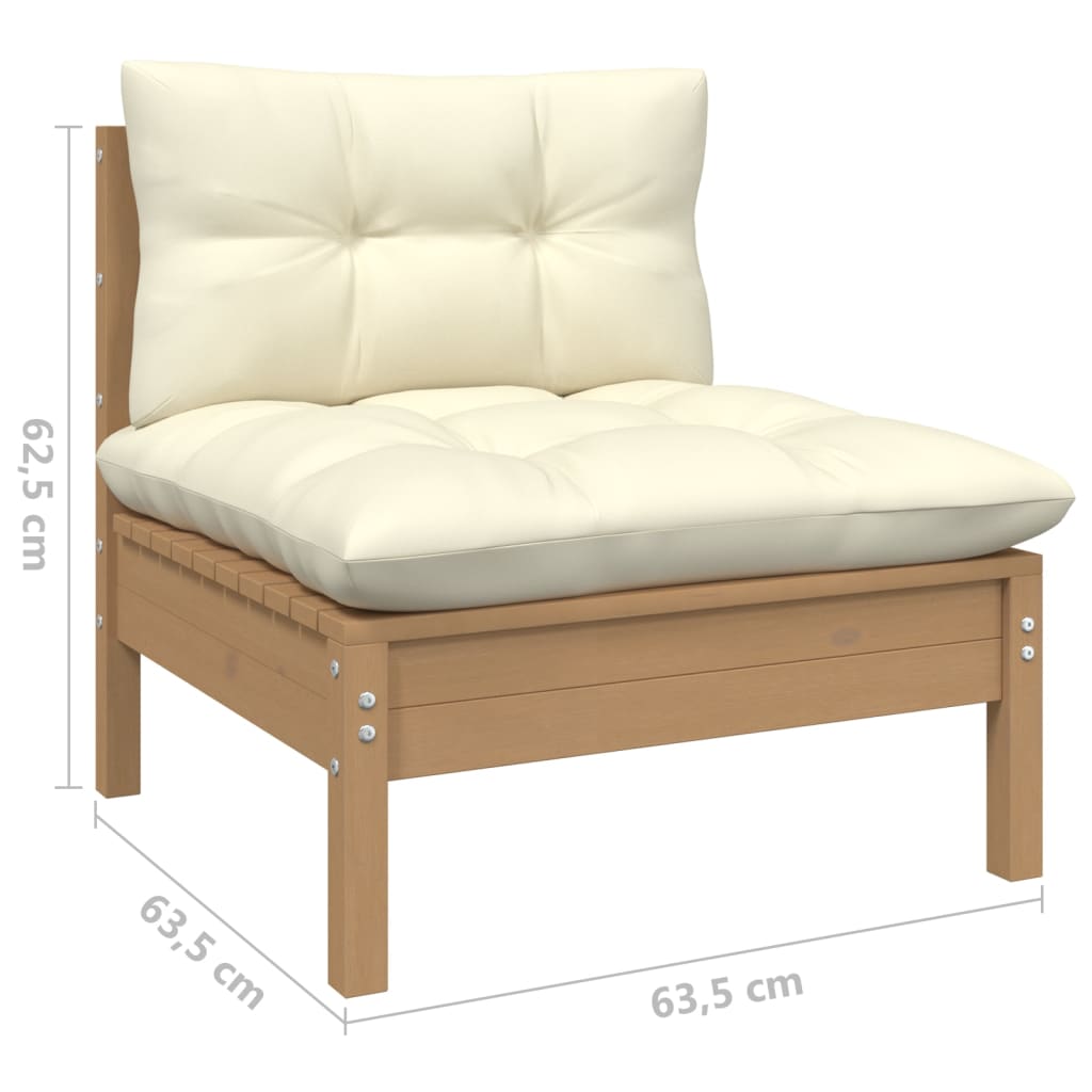 Vidaxl Muebles De Jardín 5 Piezas Cojines Madera De Pino Crema_5