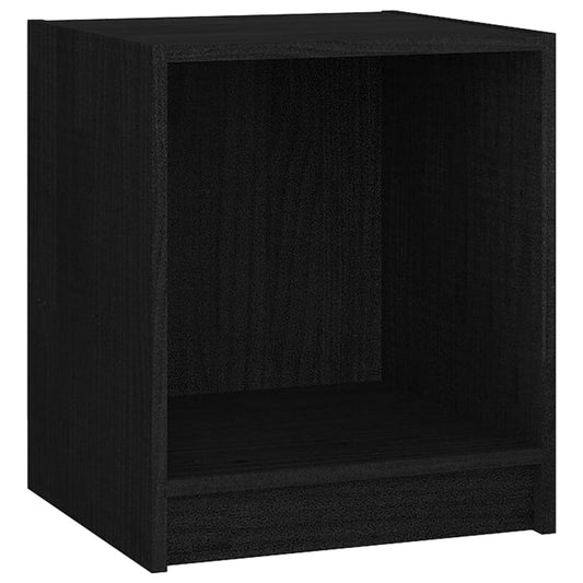 Mesita De Noche Madera Maciza De Pino Negro 35,5x33,5x41,5 Cm_0