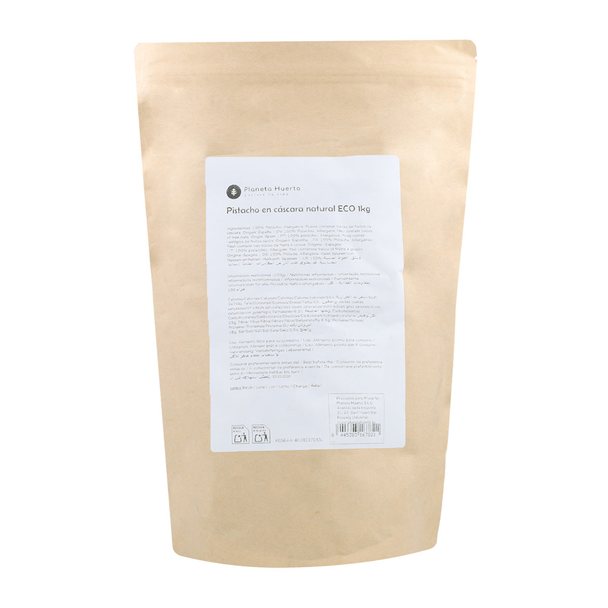 Pistácio com casca natural ECO Planeta Huerto 1 kg