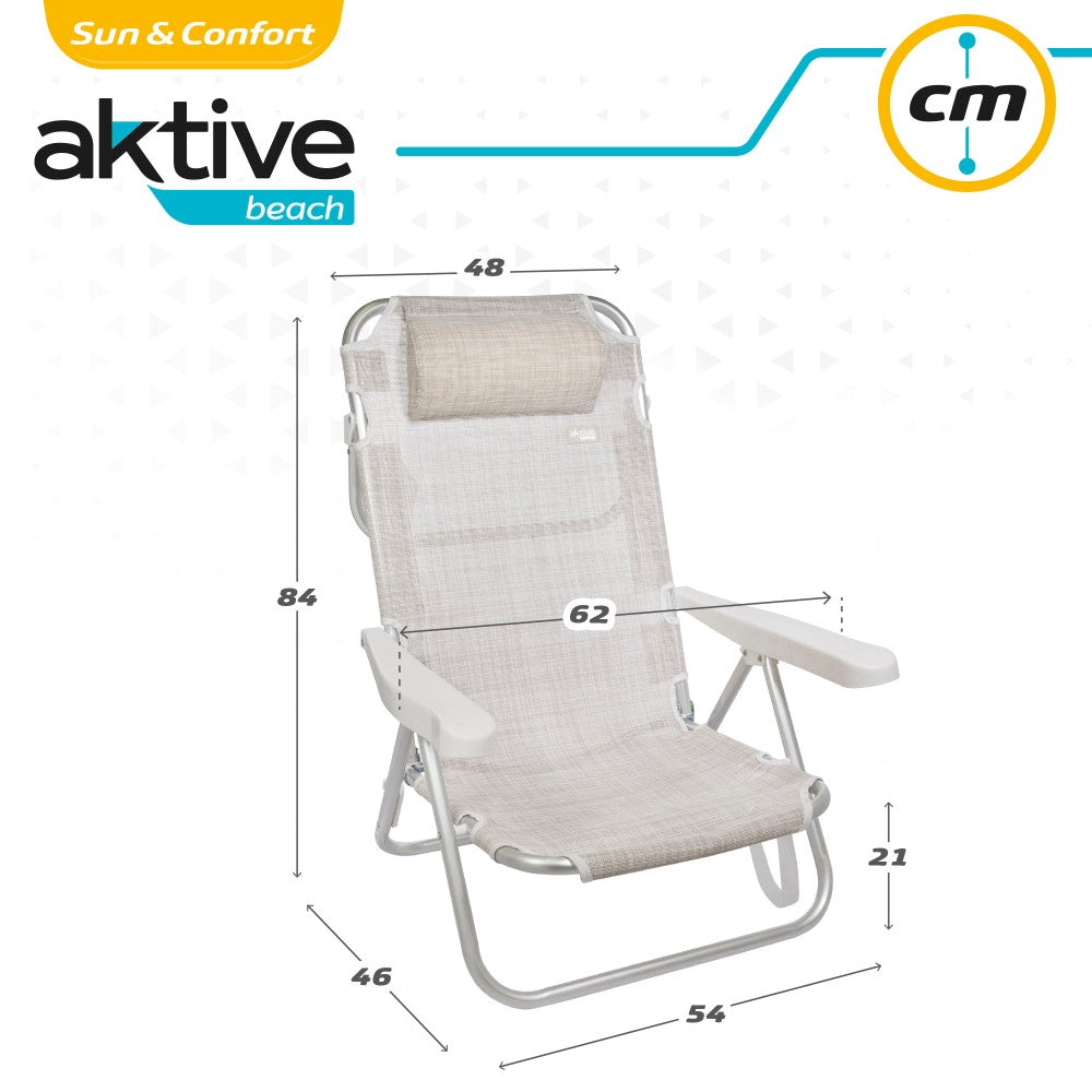 Aktive Silla Plegable Multiposición Beige C/cojín_5