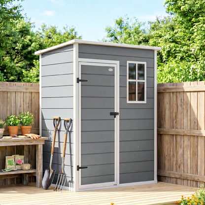 Outsunny Cobertizo De Jardín 1,14 M² 151x92x193 Cm Con Puerta Corredera Gris_4