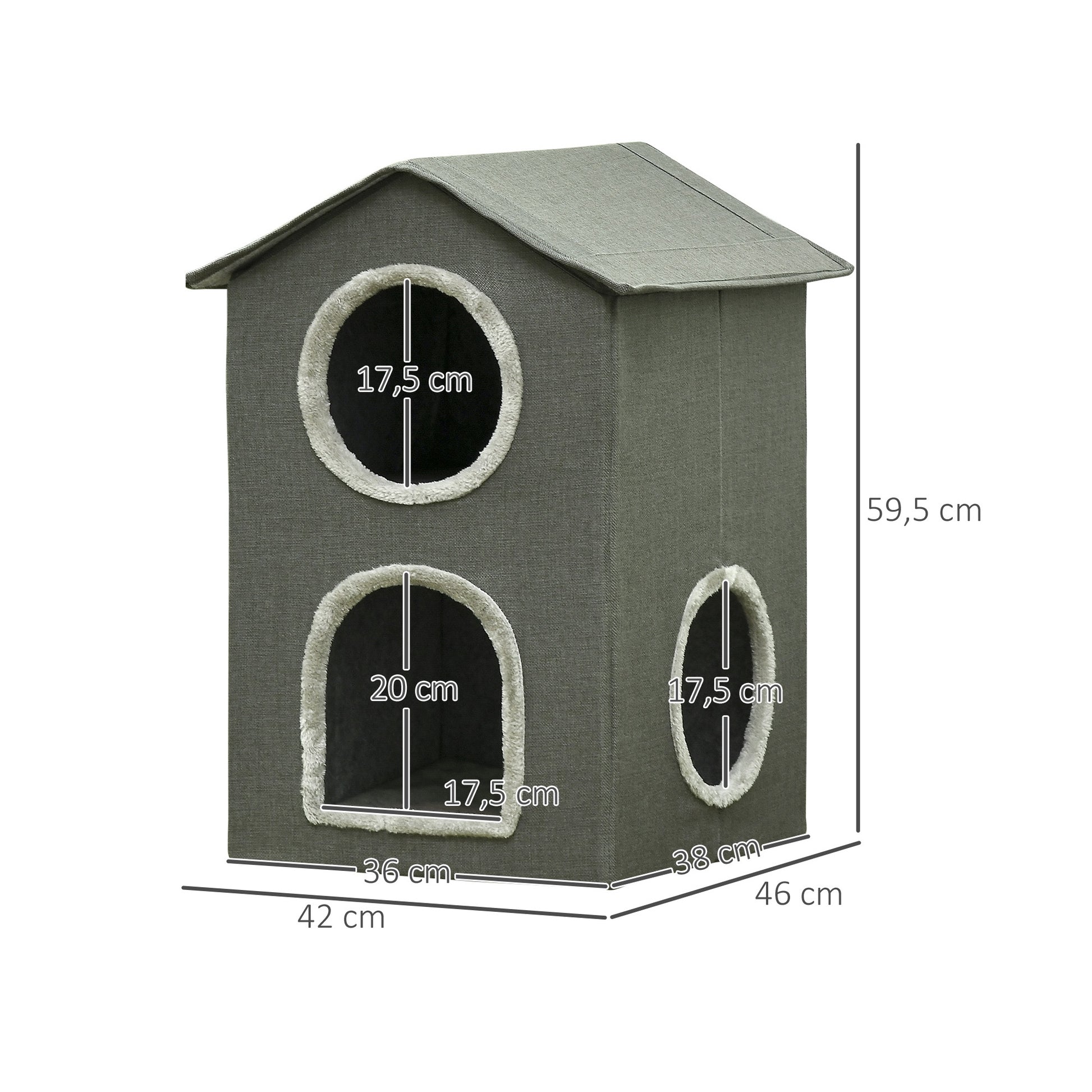 Pawhut Casa Para Gatos De 2 Niveles Con Cojines Lavables 42x46x59,5 Cm Gris_2