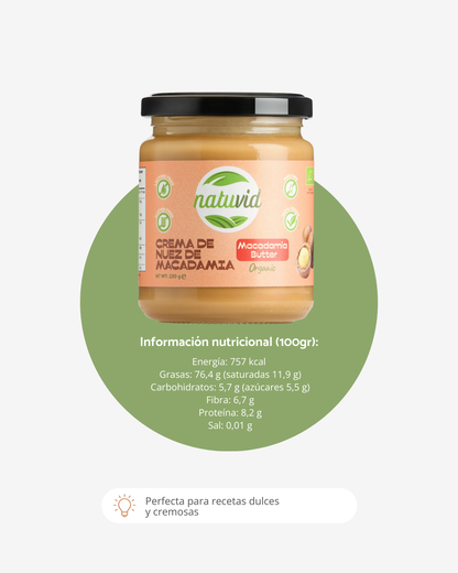 Crema de Nuez de Macadamia BIO Natuvid | 230gr | Sin Gluten, Sin Lactosa | 100% Natural y Vegana| NON-GMO_4