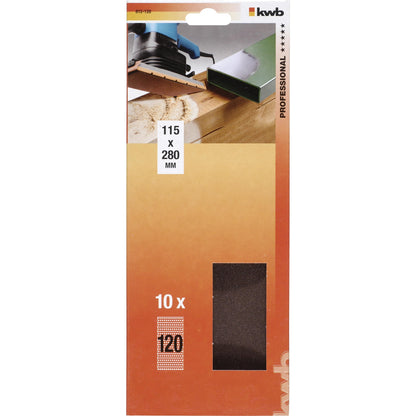 10 lixas para lixadora orbital 115 x 280 mm KWB