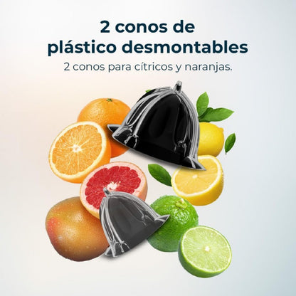 Exprimidor Eléctrico De Brazo Para Naranjas Y Cítricos Xqueeze Retrojuice 600 Steel. 600w, Estilo Retro, Filtro De Acero Inoxidable, Cono De Plástic_1
