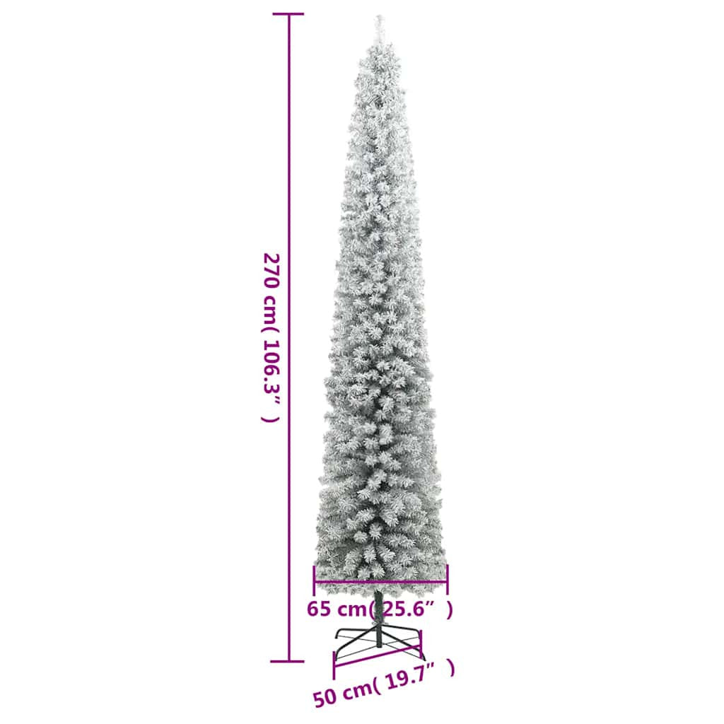 Vidaxl Árbol De Navidad Estrecho Con 300 Led Y Bolas Y Nieve 270 Cm_2
