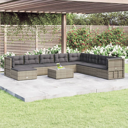 Vidaxl Set De Muebles De Jardín 9 Pzas Y Cojines Ratán Sintético Gris_1