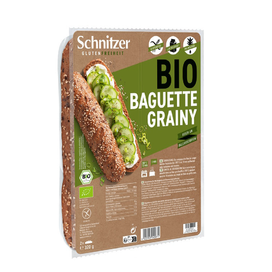 Pão baguete com sementes granuladas, biológico, sem glúten, Schnitzer 320 g