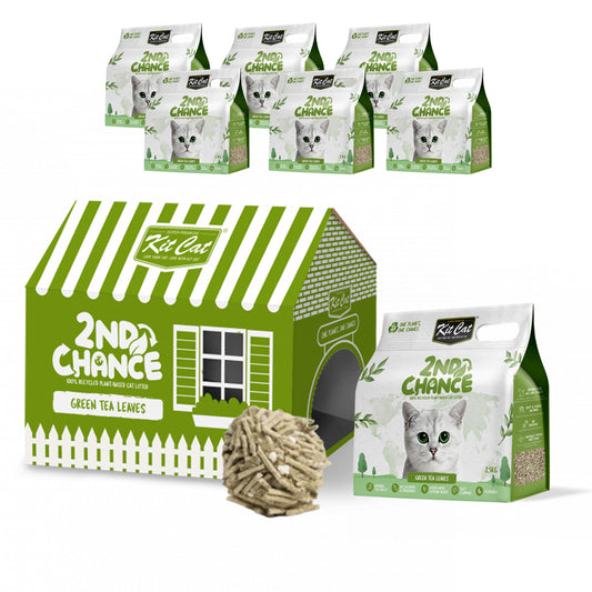 Pack de 6 Kit Cat Arena Eco 2ª Chance - Chá Verde 2,5 Kg Folhas de Chá Verde, Ervilha e Mandioca