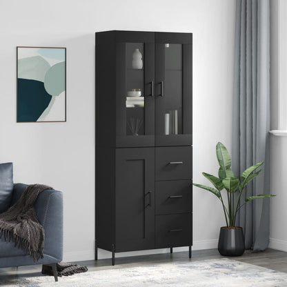 Aparador Alto Madera Contrachapada Negro 69,5x34x180 Cm_0