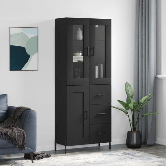 Aparador Alto Madera Contrachapada Negro 69,5x34x180 Cm_0