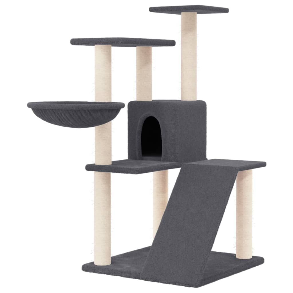 Vidaxl Rascador Para Gatos Con Postes De Sisal Gris Oscuro 94 Cm_0