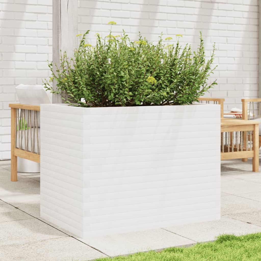 Jardinera Madera Maciza De Pino Blanco 90x60x68,5 Cm_2