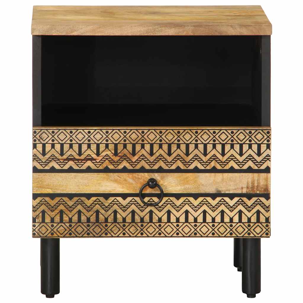 Mesitas De Noche 2 Uds Madera Mango Rugosa Negro 40x33x46 Cm_2