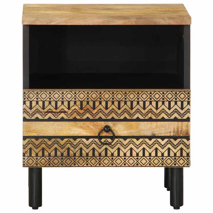 Mesitas De Noche 2 Uds Madera Mango Rugosa Negro 40x33x46 Cm_2