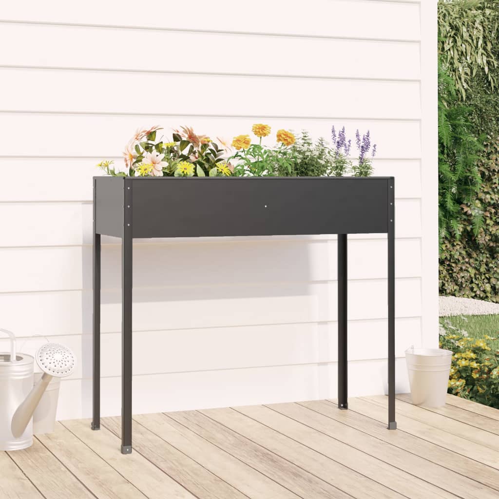 Jardinera De Acero Galvanizado Gris Antracita 100,5x40,5x90 Cm_1