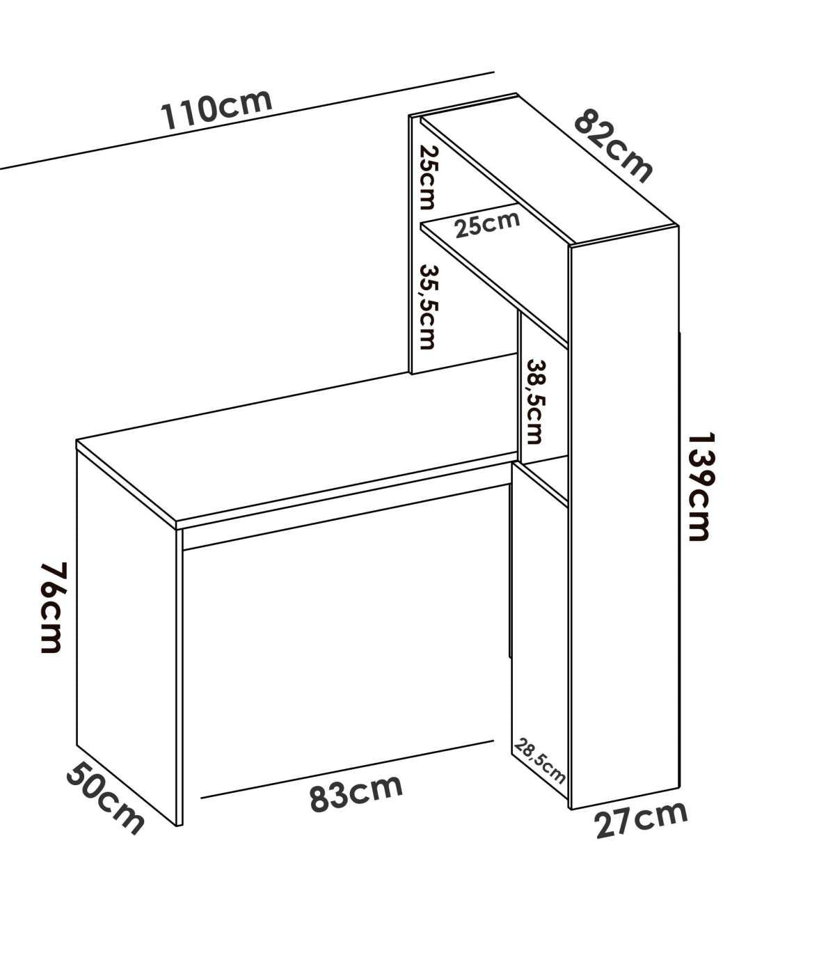 Mesa De Despacho Roc Con Estanteria 1 Puerta Acabado Blanco Nordic 138.5 Cm(alto)110.6 Cm(ancho)81.8 Cm(fondo)_3