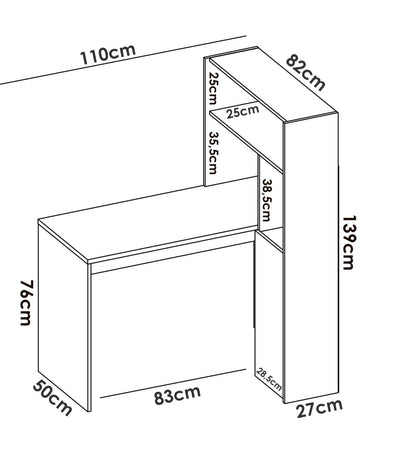 Mesa De Despacho Roc Con Estanteria 1 Puerta Acabado Blanco Nordic 138.5 Cm(alto)110.6 Cm(ancho)81.8 Cm(fondo)_3