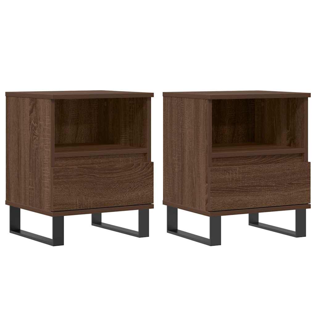 Mesitas Noche 2 Uds Madera Ingeniería Marrón Roble 40x35x50 Cm_0