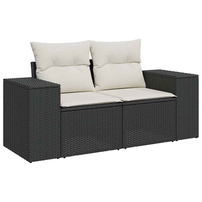Set De Muebles De Jardín 5 Pzas Y Cojines Ratán Sintético Negro / Vetonek_2