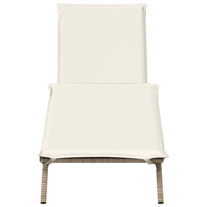 Tumbona Con Cojín Ratán Sintético Beige / Vetonek_5