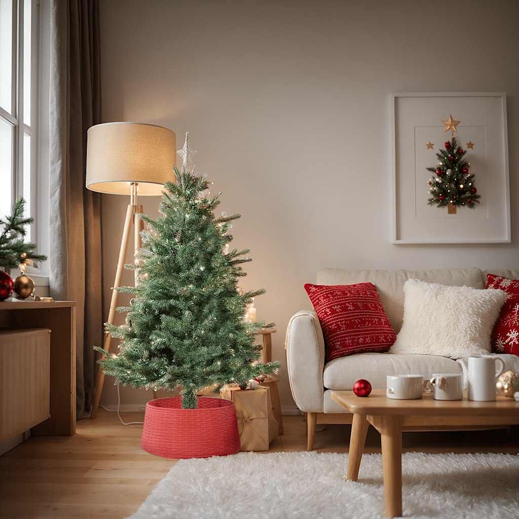 Vidaxl Falda Del Árbol De Navidad Plástico Roja Ø56x23 Cm_1