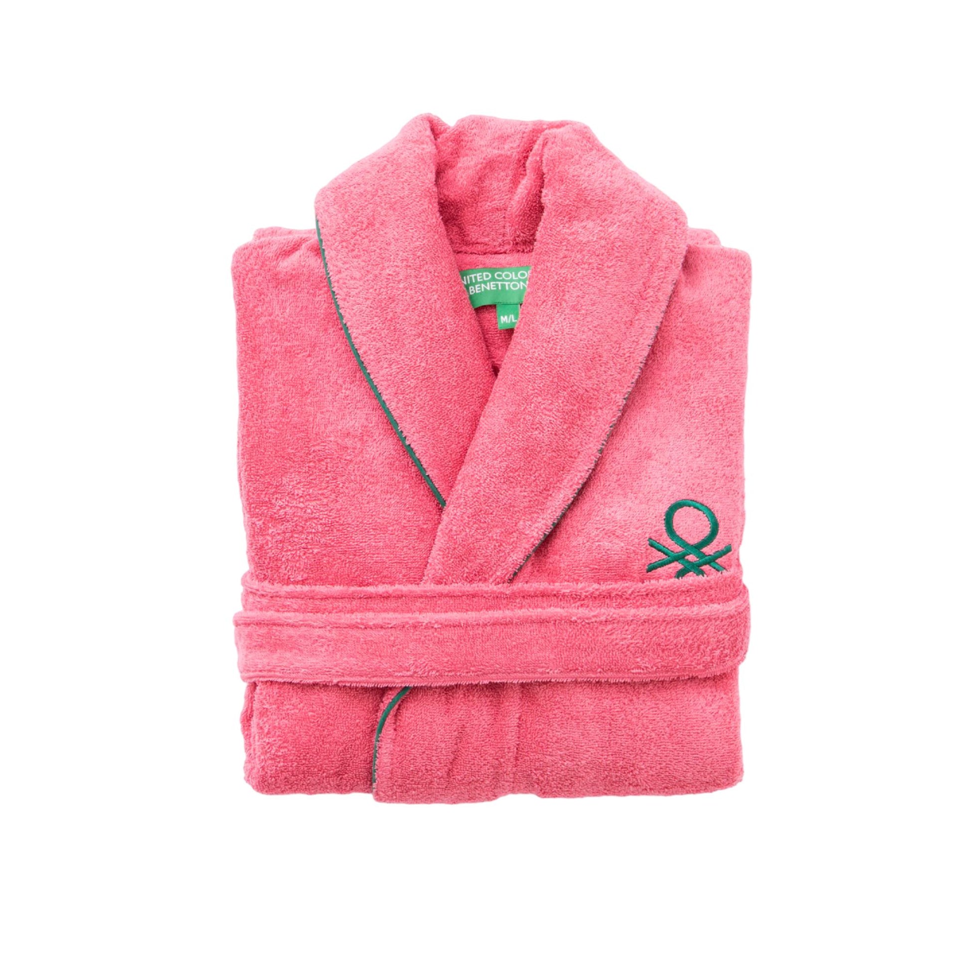 Albornoz M/l 420gsm 100% Algodon C/ Logo Bordado Rosa Core Benetton_0