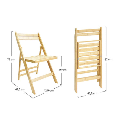 Silla Plegable De Madera De Bambú 42.5x47.5x79cm O91_5