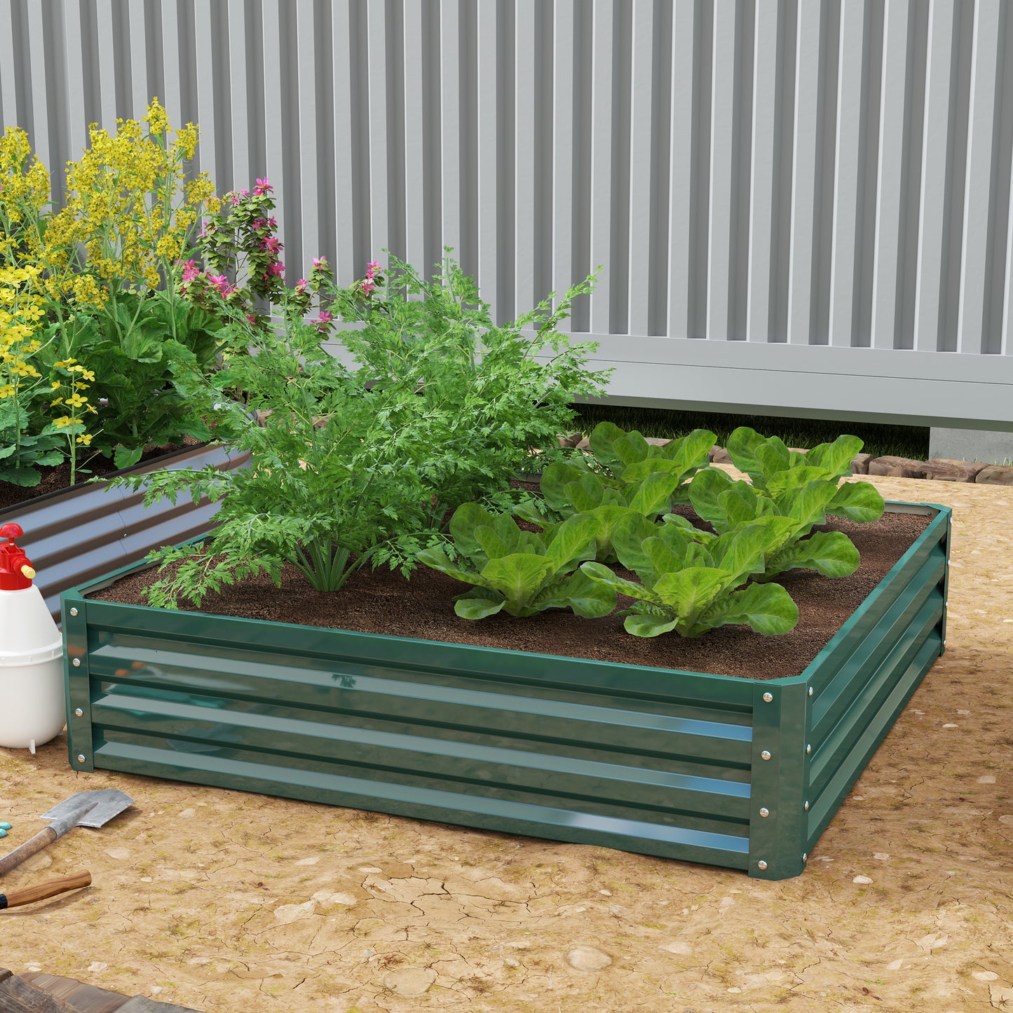 Outsunny Jardinera Exterior Grande Rectangular De Acero Galvanizado Sin Base_1