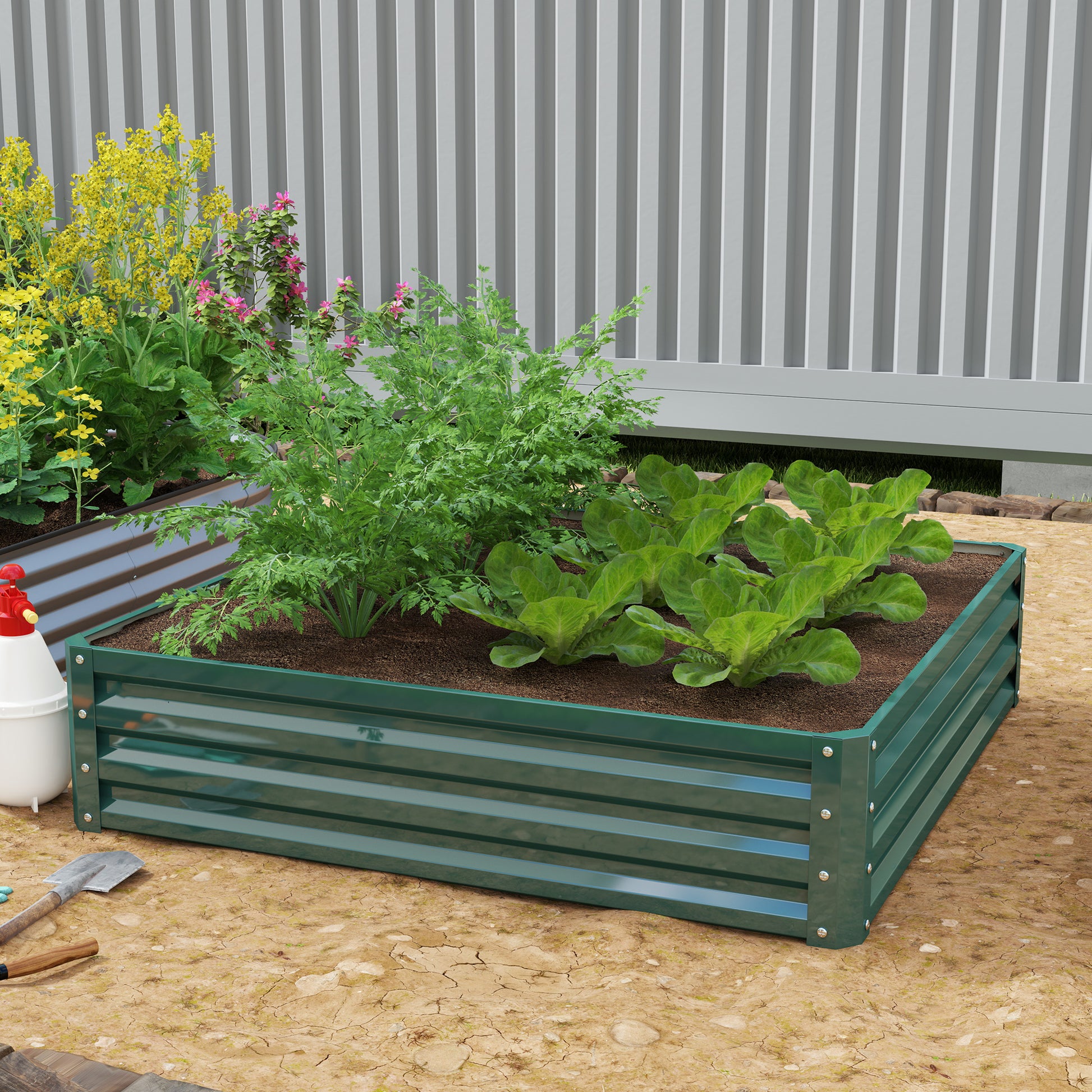 Outsunny Jardinera Exterior Grande Rectangular De Acero Galvanizado Sin Base_1