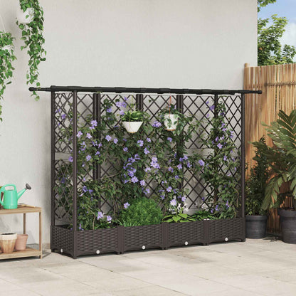Cama Elevada Con Trellis Y Techo Marrón 202,5 X 40 X 121 Cm Pp_1