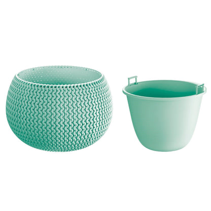 Maceta Redonda Con Deposito Splofy Bowl De Plastico En Color Salvia 23,9 (largo) X 23,9 (ancho) X 16,1 (altura) Cm
