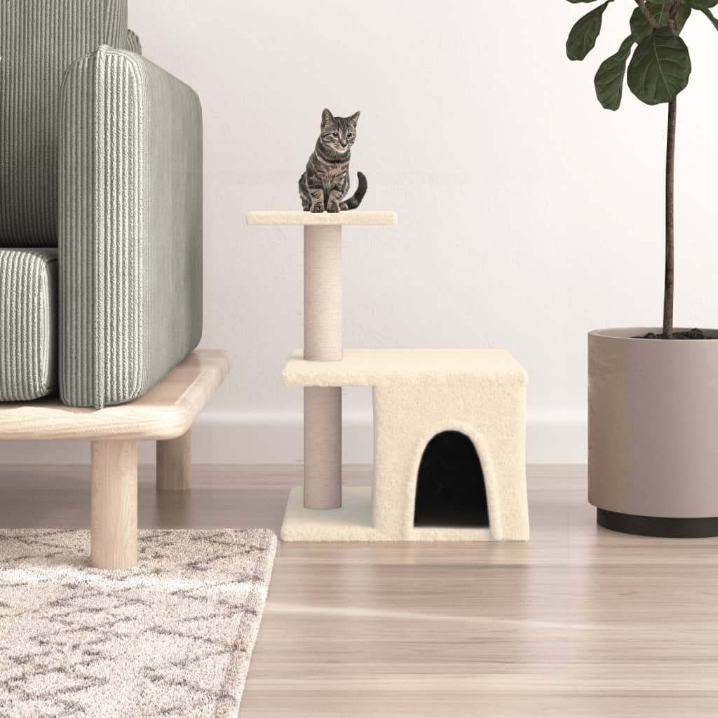 Rascador Para Gatos Con Postes De Sisal Color Crema 48 Cm_1