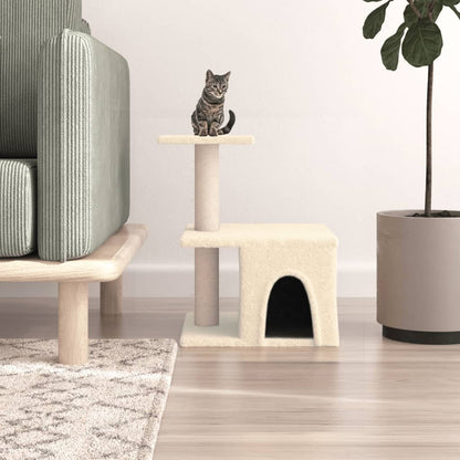 Rascador Para Gatos Con Postes De Sisal Color Crema 48 Cm_1