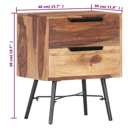 Mesita De Noche De Madera Maciza De Sheesham 40x30x50 Cm_4