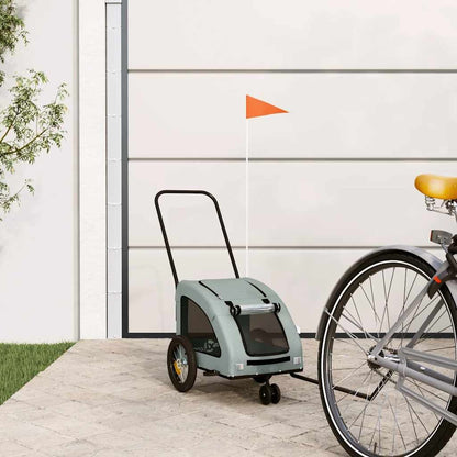 Vidaxl Remolque De Bicicleta Mascotas Hierro Tela Oxford Gris_1